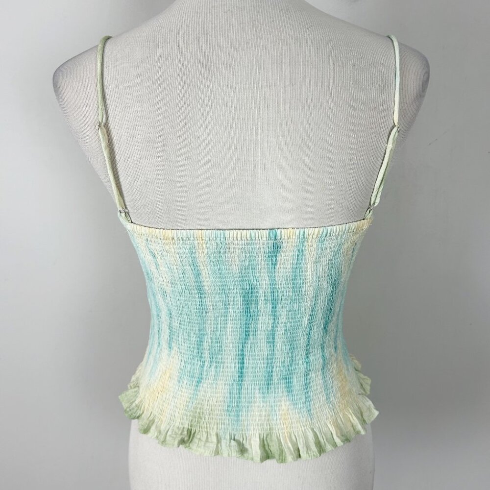 Zara Pastel Tie Dye Halter Babydoll Tank Top Smocked Milkmaid Size Small Women's - Picture 3 of 4